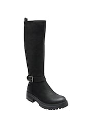Lotus Black Block-Heel Knee High Boots - Image 1 of 4