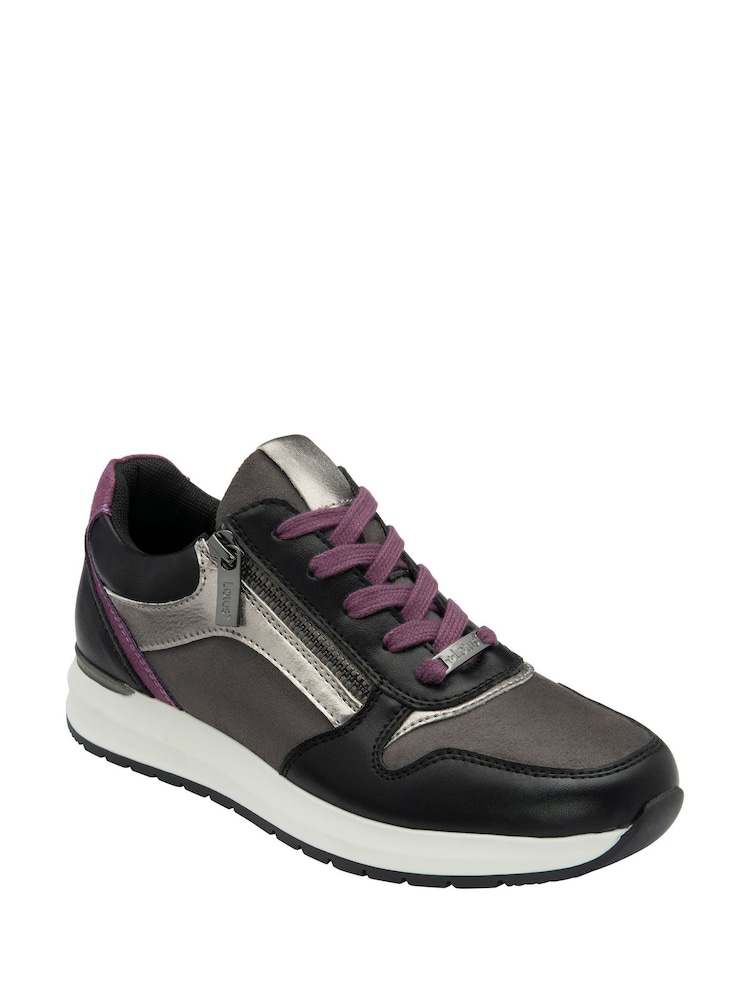 Lotus Black Casual Zip Up Trainers - Image 1 of 4 Lotus Black Casual Zip Up Trainers - Image 1 of 4