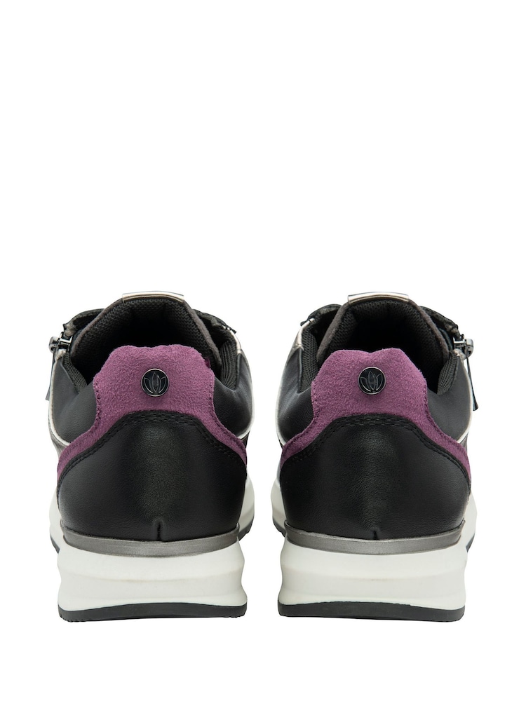 Lotus Black Casual Zip Up Trainers - Image 2 of 4 Lotus Black Casual Zip Up Trainers - Image 2 of 4