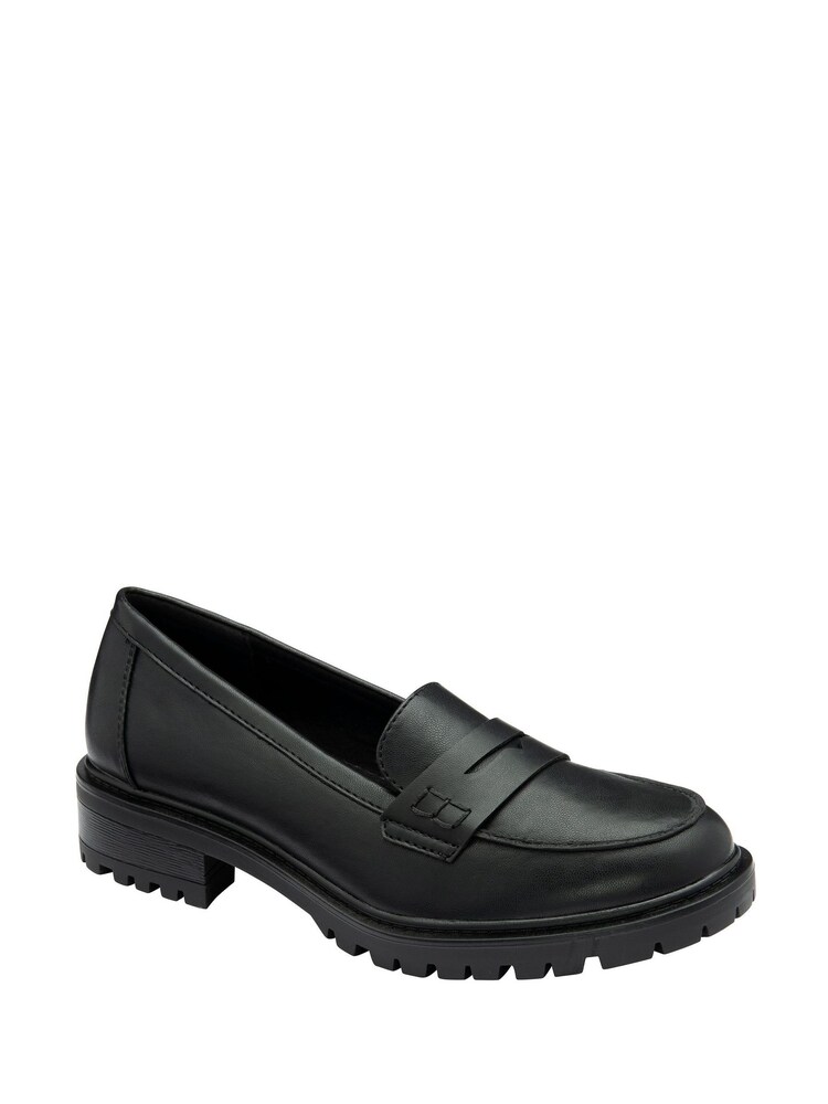 Lotus Black Block Heel Loafers - Image 1 of 4