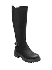 Lotus Black Block Heel Knee High Boots - Image 1 of 4