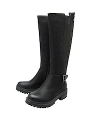 Lotus Black Block Heel Knee High Boots - Image 2 of 4