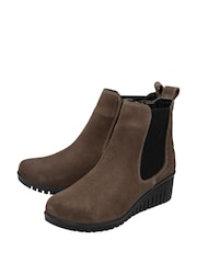 Lotus Natural Suede Wedge Ankle Boots - Image 2 of 4