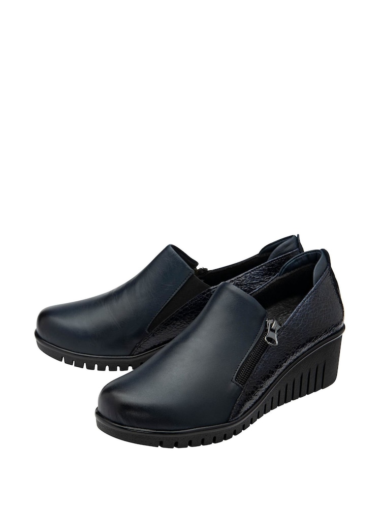 Lotus Blue Leather Wedge Shoes - Image 2 of 4