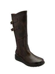 Lotus Brown Flat Mid-Calf Boots - Image 1 of 3