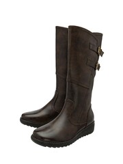 Lotus Brown Flat Mid-Calf Boots - Image 2 of 3