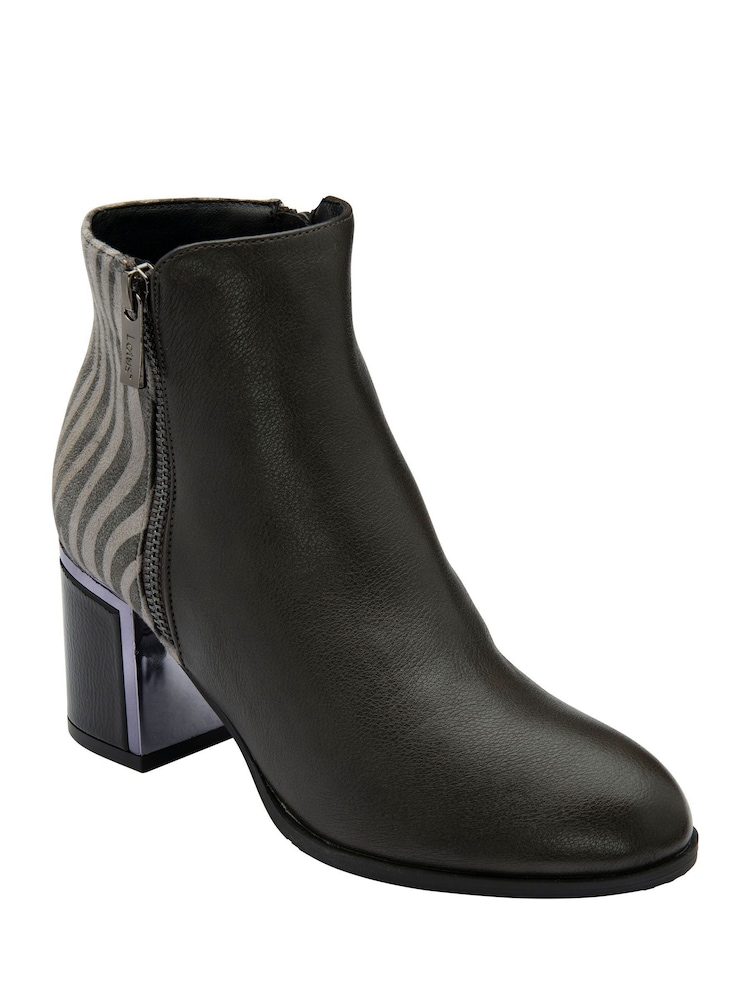 Lotus Grey Heeled Ankle Boots - Image 1 of 4 Lotus Grey Heeled Ankle Boots - Image 1 of 4