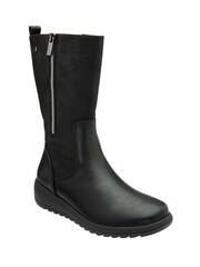 Lotus Black Flat Mid Calf Boots - Image 1 of 4