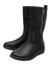 Lotus Black Flat Mid Calf Boots - Image 2 of 4