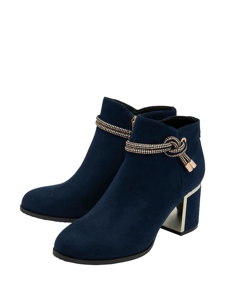 Lotus Blue Textile Heeled Ankle Boots - Image 2 of 4 Lotus Blue Textile Heeled Ankle Boots - Image 2 of 4