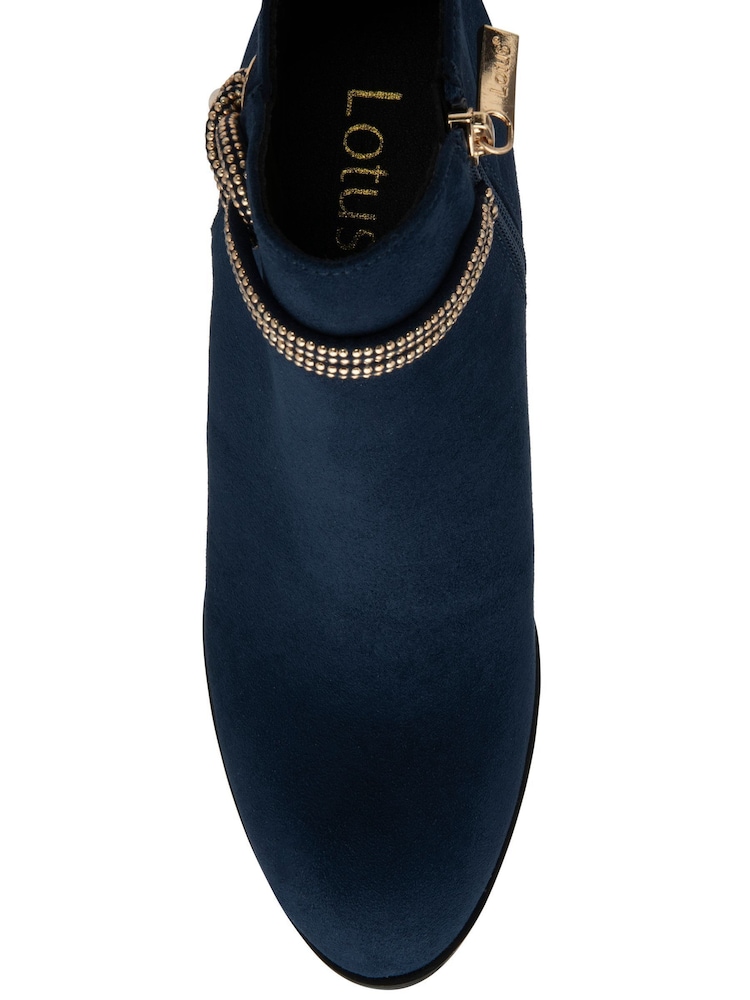 Lotus Blue Textile Heeled Ankle Boots - Image 4 of 4 Lotus Blue Textile Heeled Ankle Boots - Image 4 of 4