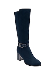 Lotus Blue Heeled Knee High Boots - Image 1 of 4
