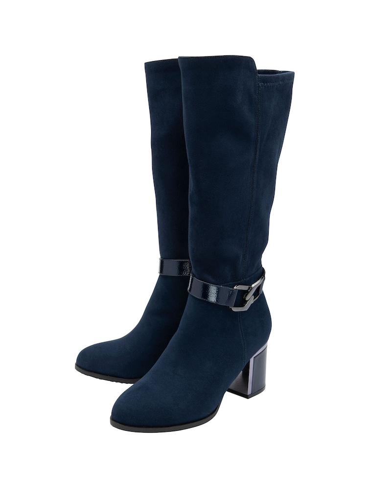 Lotus Blue Heeled Knee High Boots - Image 2 of 4 Lotus Blue Heeled Knee High Boots - Image 2 of 4