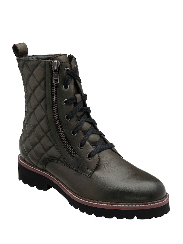 Lotus Green Quilted Ankle Boots - Image 1 of 4 Lotus Green Quilted Ankle Boots - Image 1 of 4