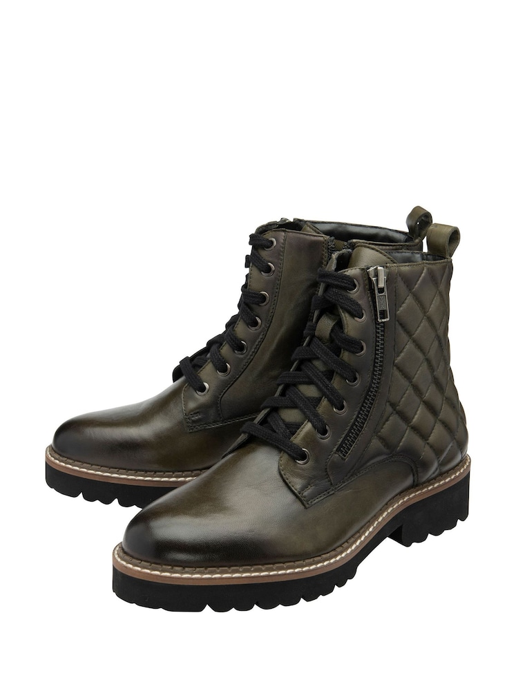 Lotus Green Quilted Ankle Boots - Image 2 of 4