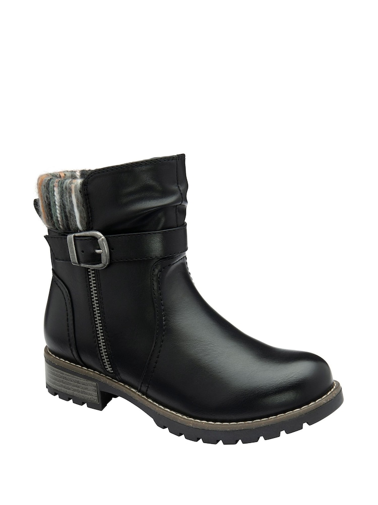 Lotus Black Zip-Up Ankle Boots - Image 1 of 4 Lotus Black Zip-Up Ankle Boots - Image 1 of 4