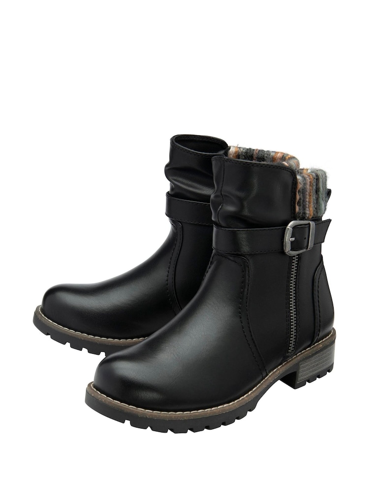 Lotus Black Zip-Up Ankle Boots - Image 2 of 4