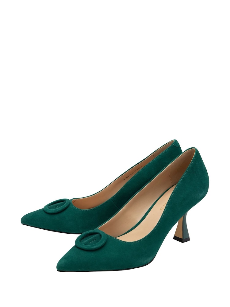 Lotus Green Suede Court Shoes - Image 2 of 4