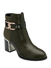 Lotus Green Heeled Ankle Boots - Image 1 of 4