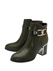 Lotus Green Heeled Ankle Boots - Image 2 of 4