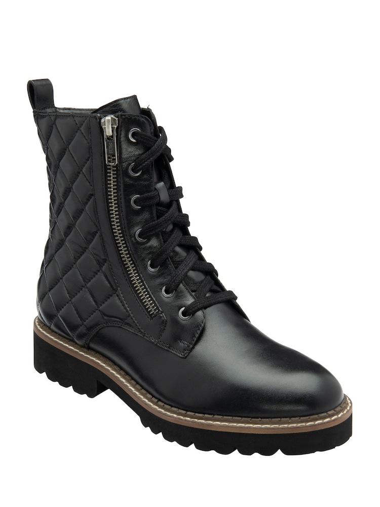 Lotus Black Quilted Ankle Boots - Image 1 of 4 Lotus Black Quilted Ankle Boots - Image 1 of 4