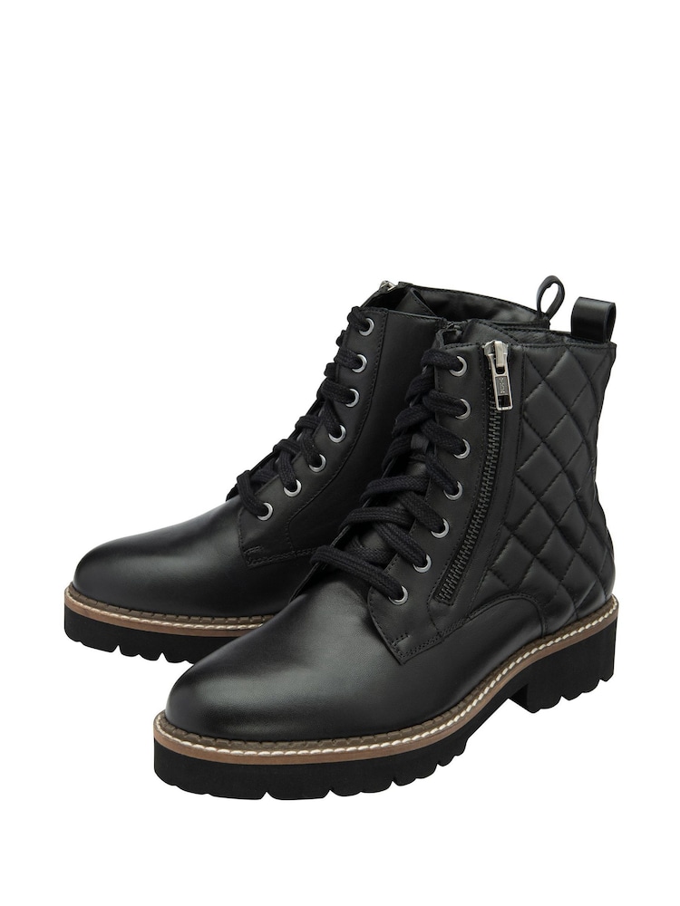 Lotus Black Quilted Ankle Boots - Image 2 of 4