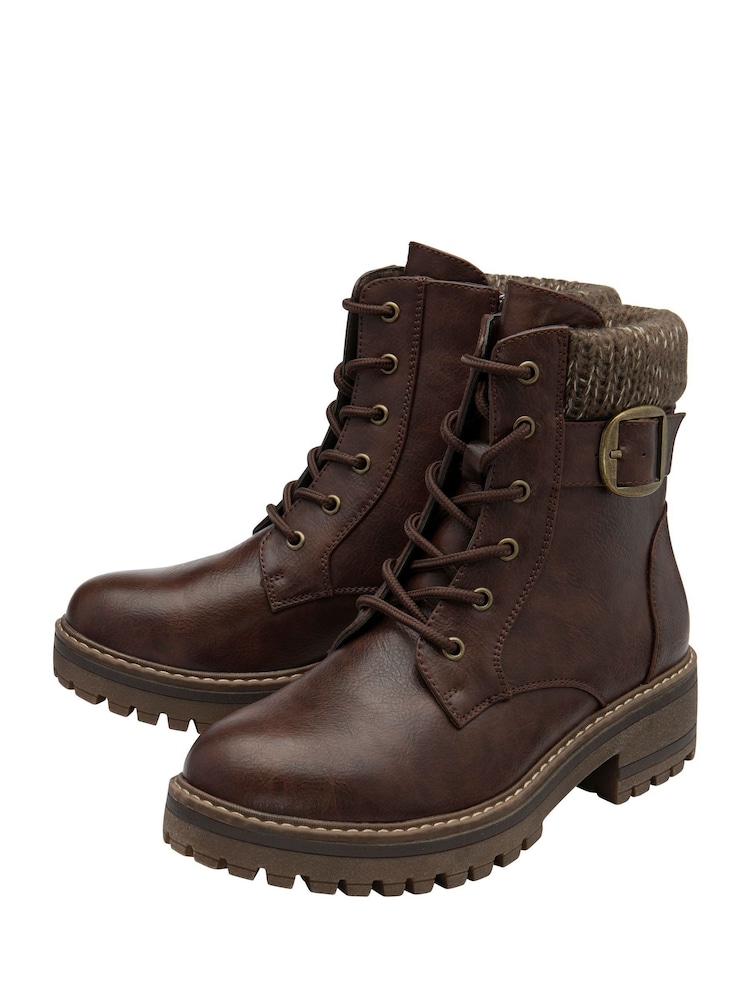 Lotus Brown Lace-Up Ankle Boots - Image 2 of 4 Lotus Brown Lace-Up Ankle Boots - Image 2 of 4