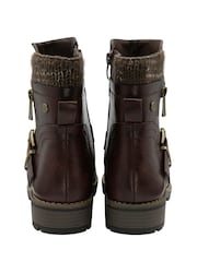 Lotus Brown Dark Zip-Up Mid Calf Boots - Image 3 of 4