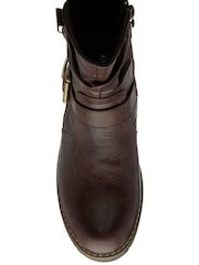 Lotus Brown Dark Zip-Up Mid Calf Boots - Image 4 of 4