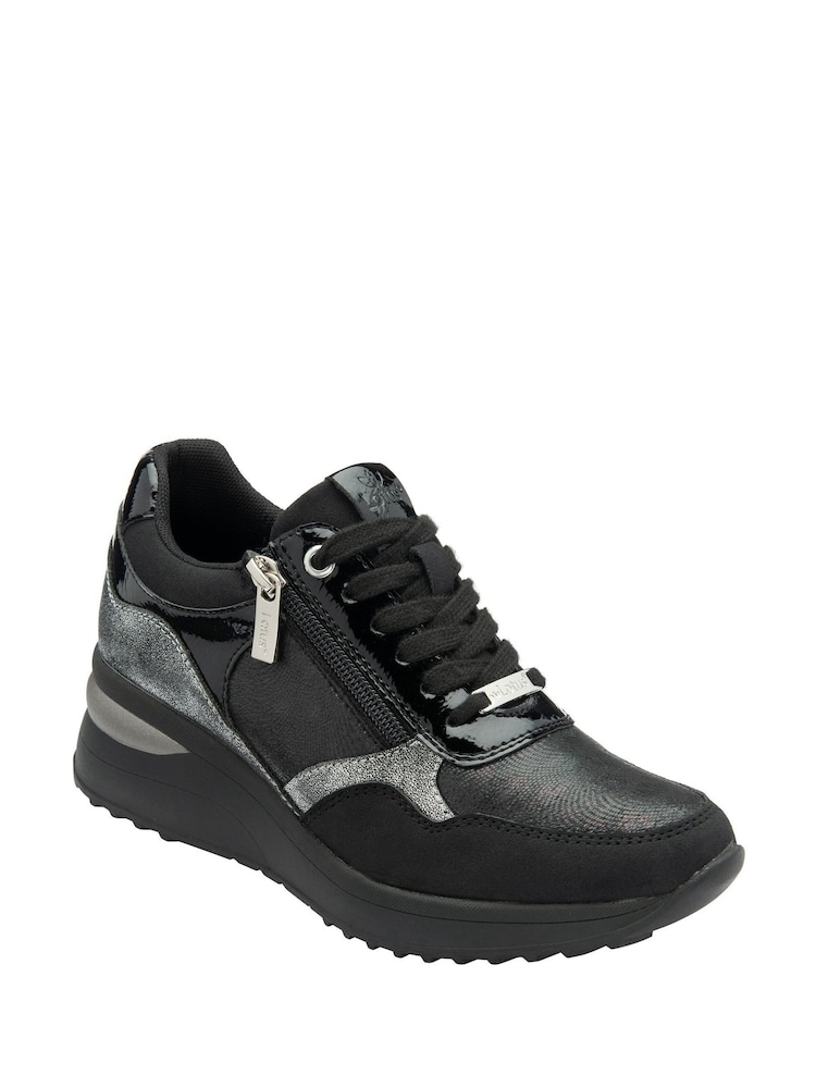 Lotus Black Zip-Up Wedge Trainers - Image 1 of 4 Lotus Black Zip-Up Wedge Trainers - Image 1 of 4