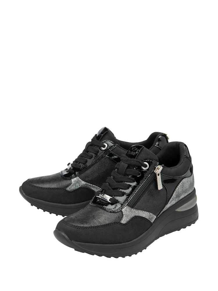 Lotus Black Zip-Up Wedge Trainers - Image 2 of 4 Lotus Black Zip-Up Wedge Trainers - Image 2 of 4