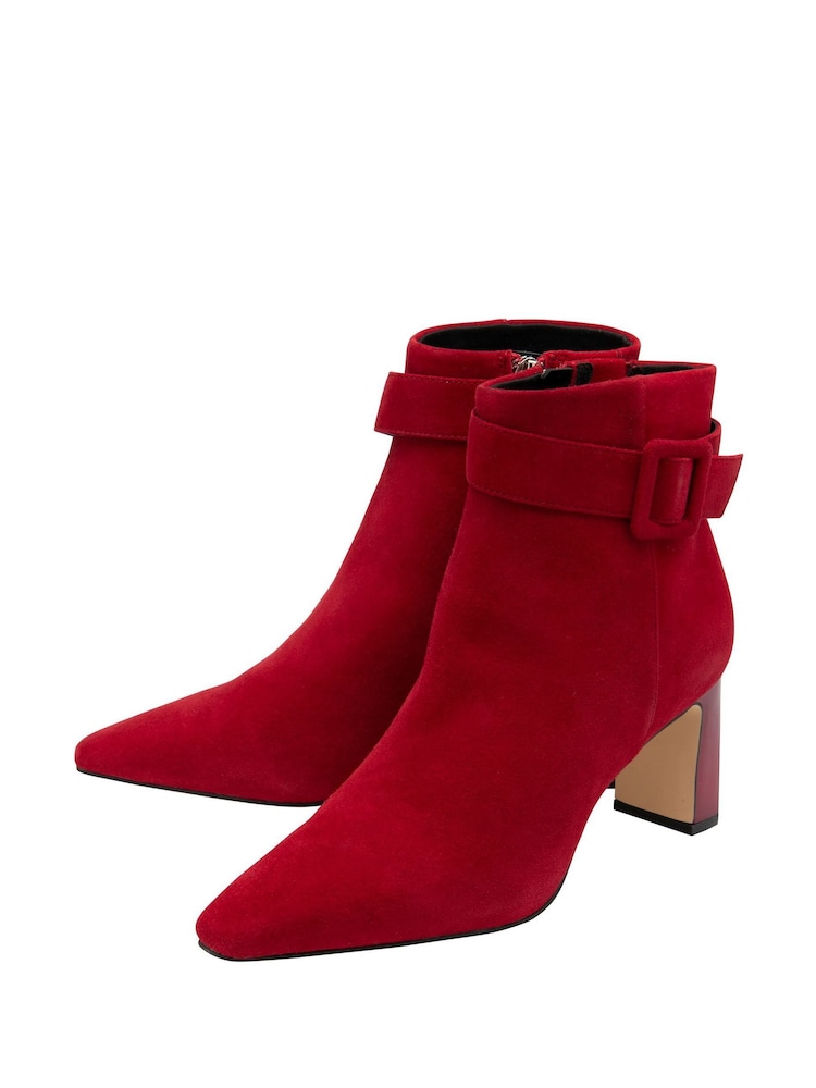 Lotus Suede Pointed Toe Ankle Boots - صورة 2 من 4