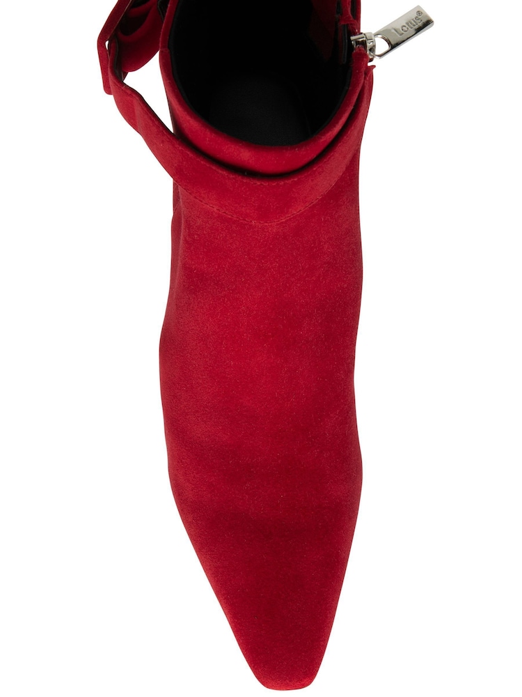 Lotus Suede Pointed Toe Ankle Boots - صورة 4 من 4