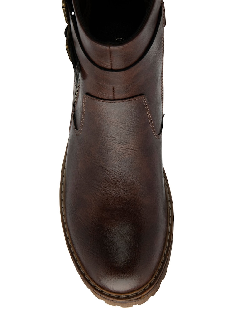 Lotus Brown Zip-Up Biker Boots - Image 4 of 4
