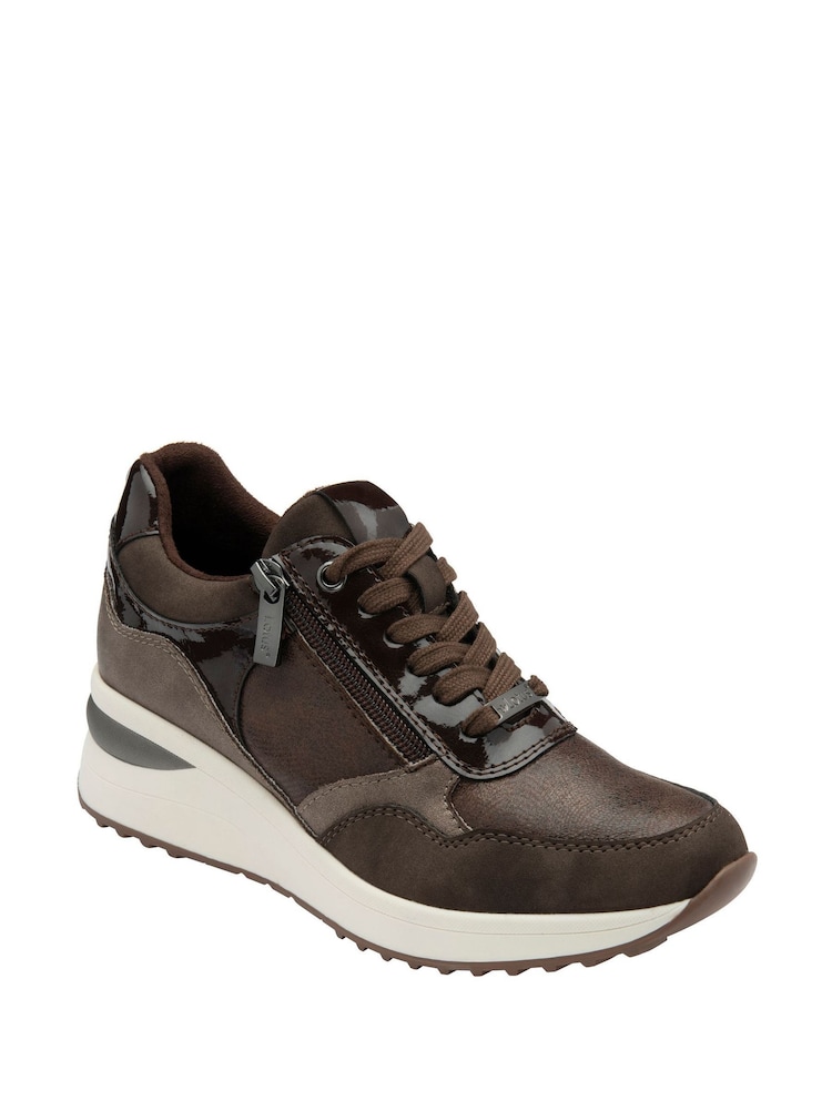 Lotus Brown Zip Up Wedge Trainers - Image 1 of 4 Lotus Brown Zip Up Wedge Trainers - Image 1 of 4