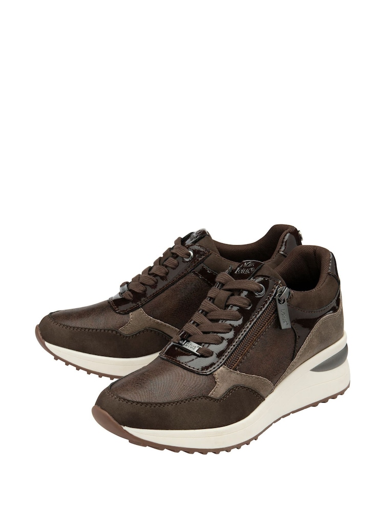 Lotus Brown Zip Up Wedge Trainers - Image 2 of 4 Lotus Brown Zip Up Wedge Trainers - Image 2 of 4