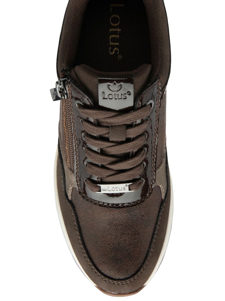 Lotus Brown Zip Up Wedge Trainers - Image 4 of 4