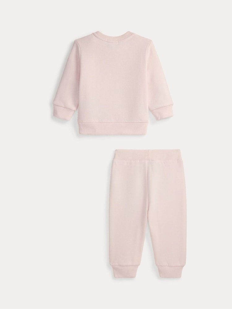 Polo Ralph Lauren Pink Baby Polo Bear Graphic Jersey Sweatshirt and Joggers Set - Image 2 of 3