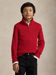 Polo Ralph Lauren Boys Cable Knit Quarter Zip Jumper - Imagem 1 de 5