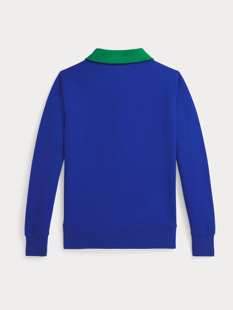 Polo Ralph Lauren Blue Technical Scuba Quarter Zip Sweatshirt - Image 2 of 2 Polo Ralph Lauren Blue Technical Scuba Quarter Zip Sweatshirt - Image 2 of 2
