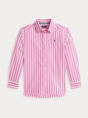 Polo Ralph Lauren Pink Girls Stripe Poplin Shirt - Image 1 of 2