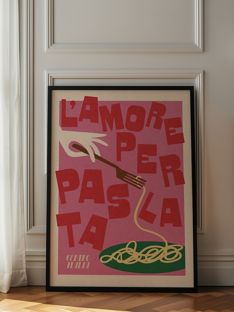 We Are Proper Good Pink Pasta Love Art Print - Image 1 of 4 We Are Proper Good Pink Pasta Love Art Print - Image 1 of 4