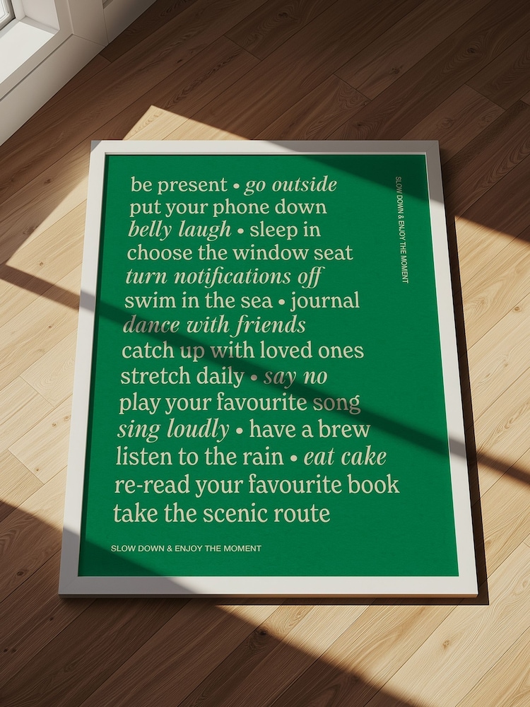 We Are Proper Good Green Slow Down Art Print - Image 1 of 3