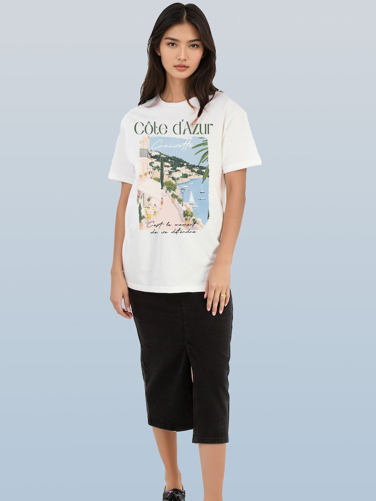 Brands In White Travel Cote DAzur Graphic T-Shirt - Image 2 of 5