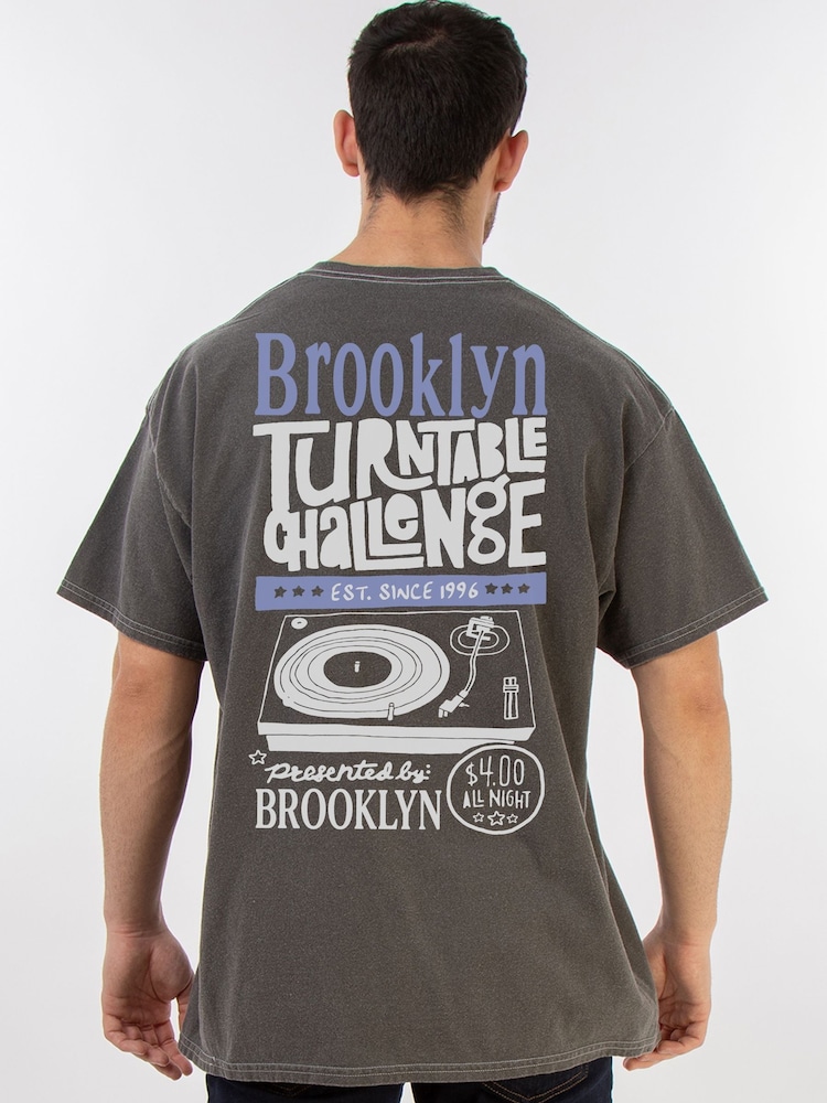 Brands In Grey Brooklyn Turntable Graphic Print T-Shirt - Image 1 of 5