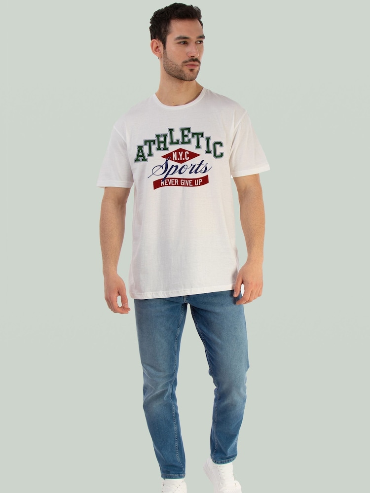 Brands In White Athletic Sports Never Give Up Graphic Print T-Shirt - Image 2 of 5