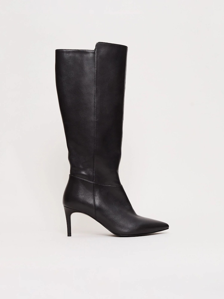Phase Eight Black Leather Heeled Boots - Image 1 of 9