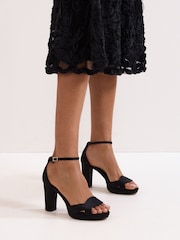 Phase Eight Black Satin Twist Platform Shoes - Image 1 of 9