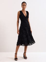 Phase Eight Black Satin Twist Platform Shoes - Image 4 of 9