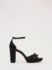 Phase Eight Black Satin Twist Platform Shoes - Image 5 of 9